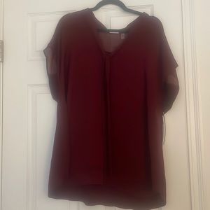 Maroon sheer shoulder blouse